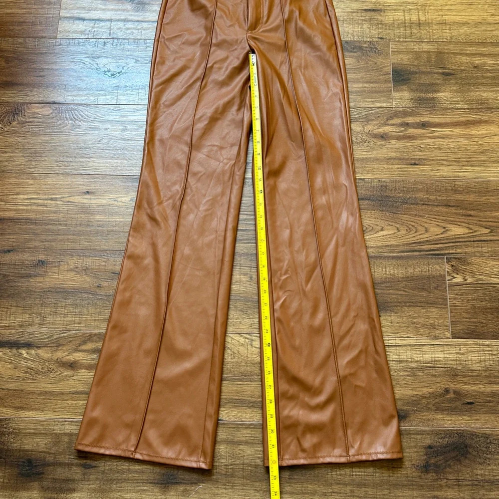 Wild Fable Women's High-Rise Faux Leather Flare Pant Copper Size 00 NWT - Picture 4 of 8